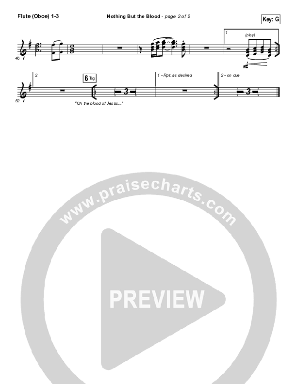 Nothing But The Blood Flute/Oboe 1/2/3 (Centricity Worship / Corey Voss)