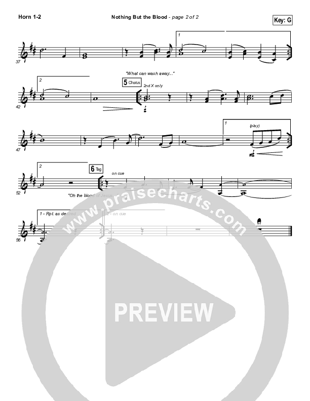 Nothing But The Blood French Horn 1/2 (Centricity Worship / Corey Voss)