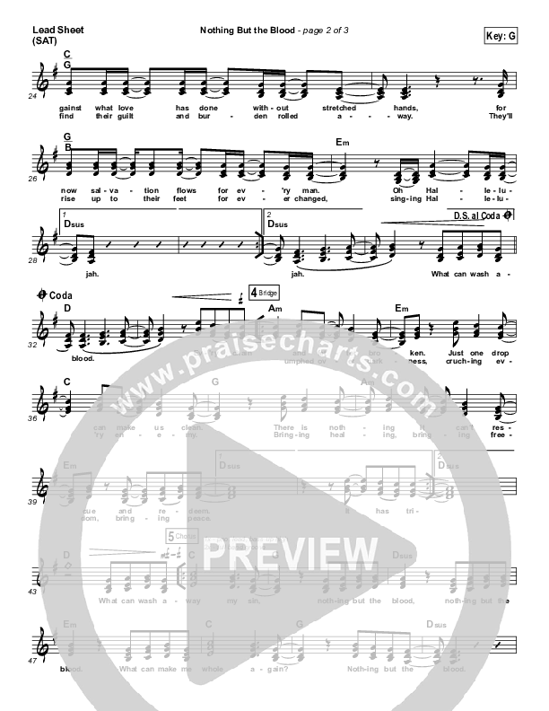 Nothing But The Blood Lead Sheet (SAT) (Centricity Worship / Corey Voss)