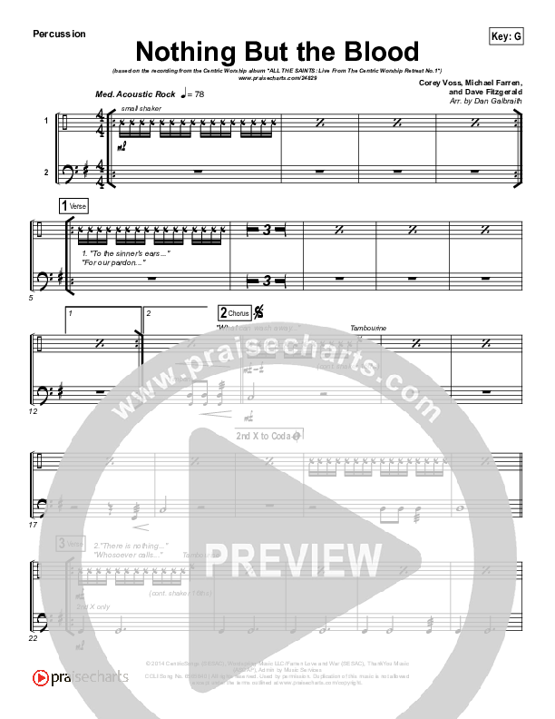 Nothing But The Blood Percussion (Centricity Worship / Corey Voss)