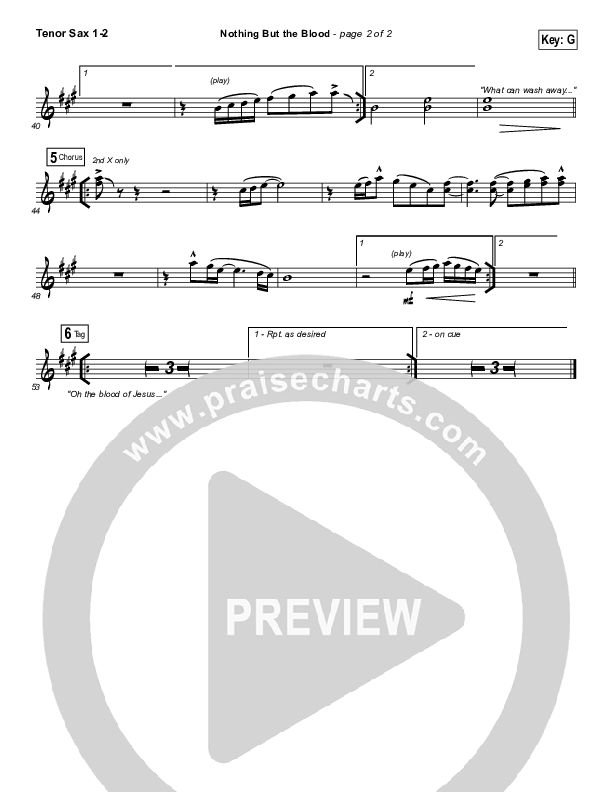 Nothing But The Blood Tenor Sax 1/2 (Centricity Worship / Corey Voss)