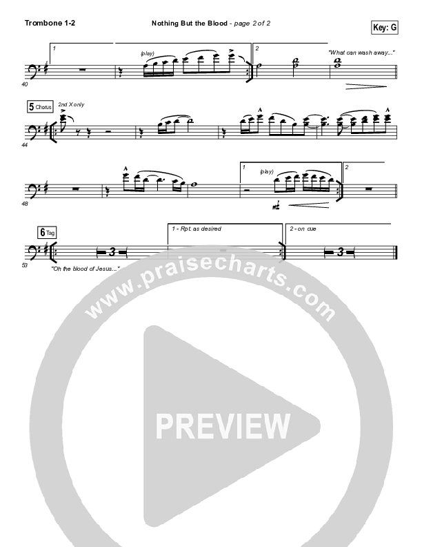 Nothing But The Blood Trombone 1/2 (Centricity Worship / Corey Voss)