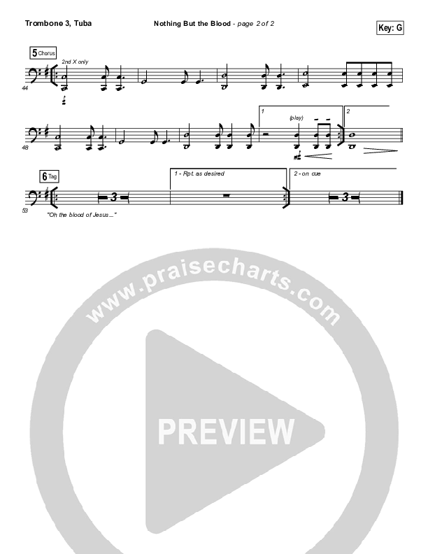 Nothing But The Blood Trombone 3/Tuba (Centricity Worship / Corey Voss)