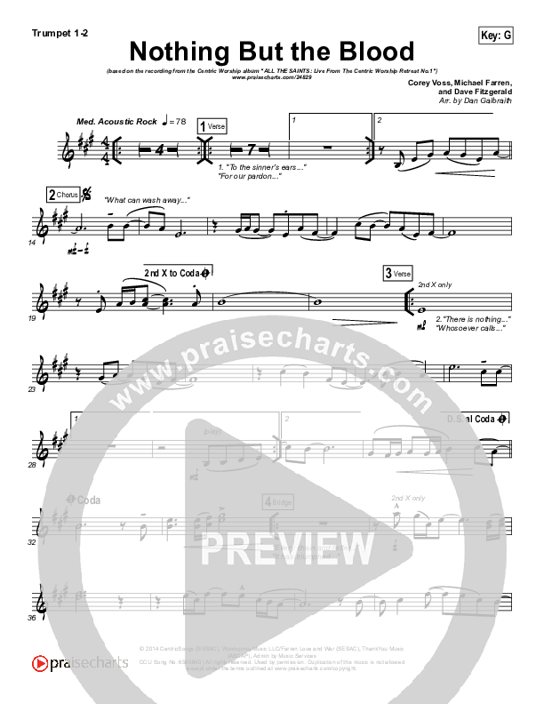 Nothing But The Blood Trumpet 1,2 (Centricity Worship / Corey Voss)