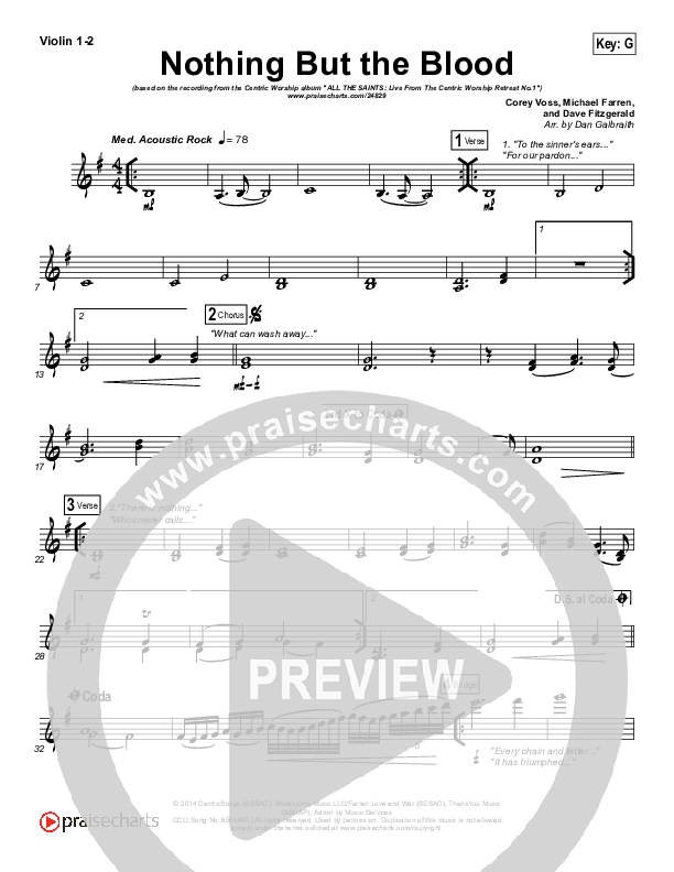 Nothing But The Blood Violin 1/2 (Centricity Worship / Corey Voss)