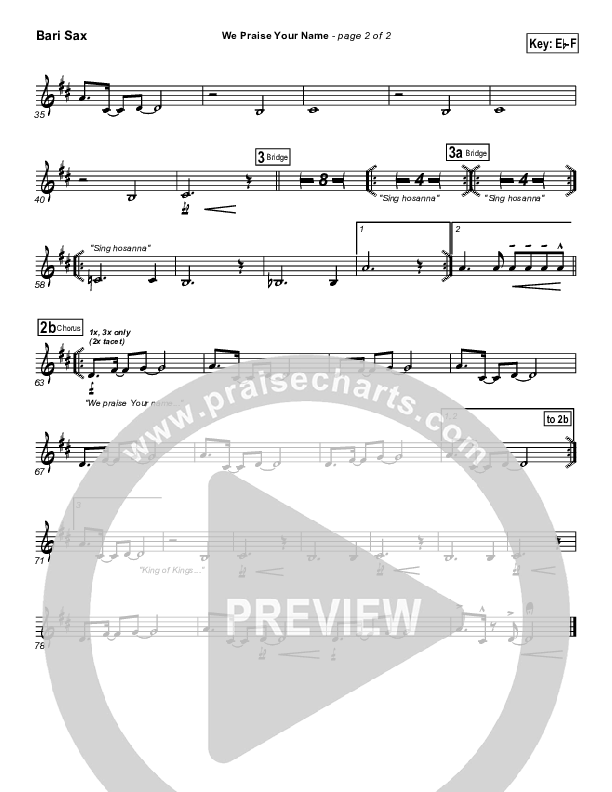 We Praise Your Name Bari Sax (Bethany Music / Jonathan Stockstill)