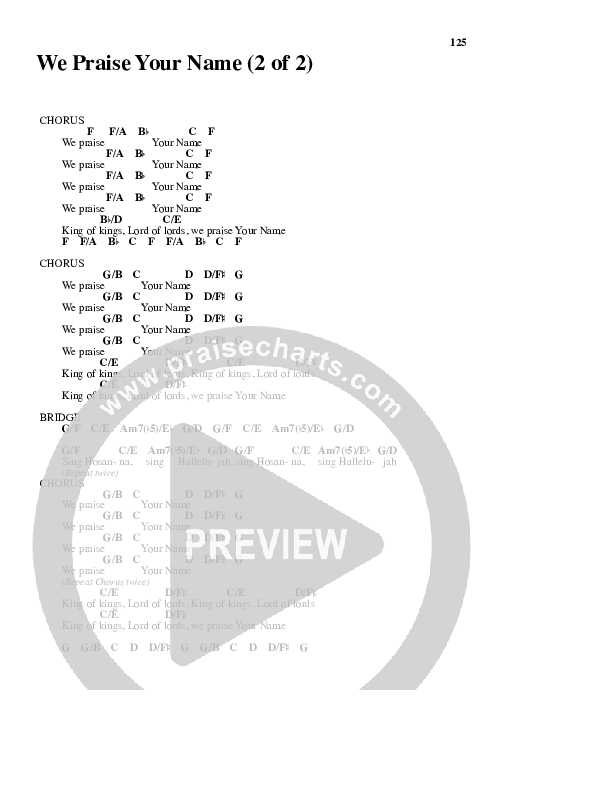 We Praise Your Name Chord Chart (Bethany Music / Jonathan Stockstill)