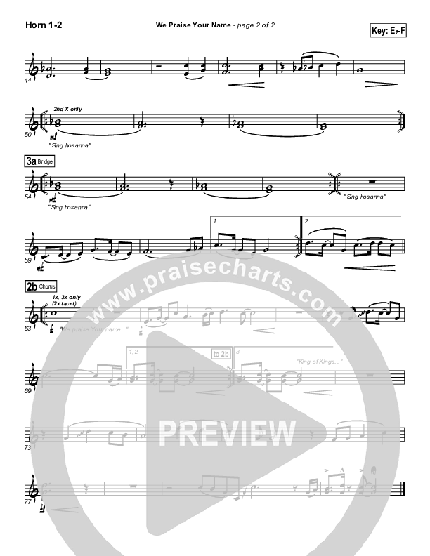 We Praise Your Name French Horn 1/2 (Bethany Music / Jonathan Stockstill)