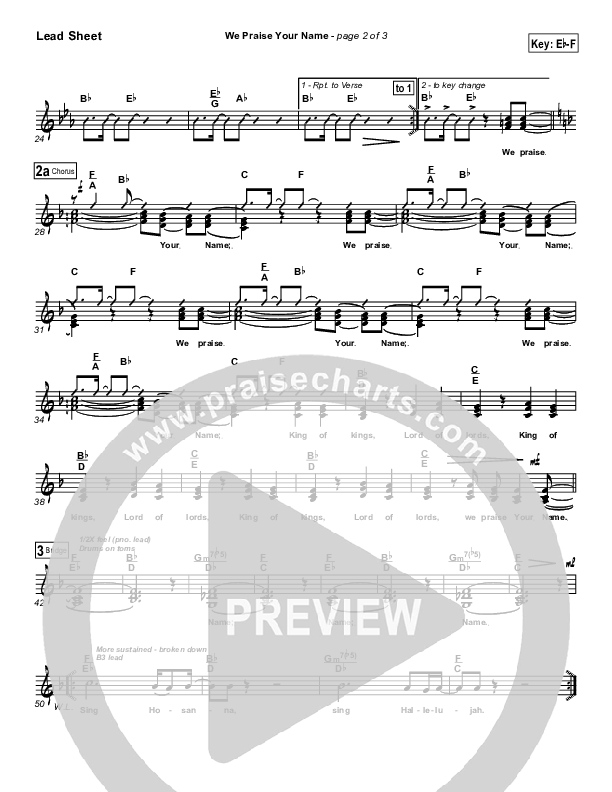 We Praise Your Name Lead Sheet (Bethany Music / Jonathan Stockstill)