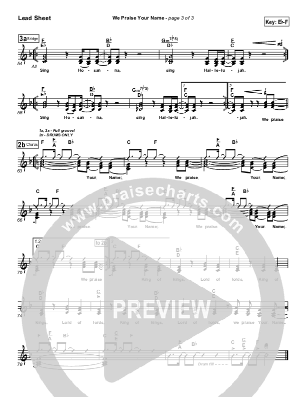 We Praise Your Name Lead Sheet (Bethany Music / Jonathan Stockstill)