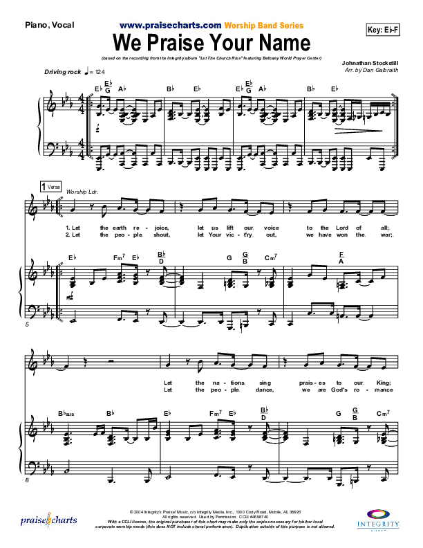 We Praise Your Name Lead & Piano (Bethany Music / Jonathan Stockstill)