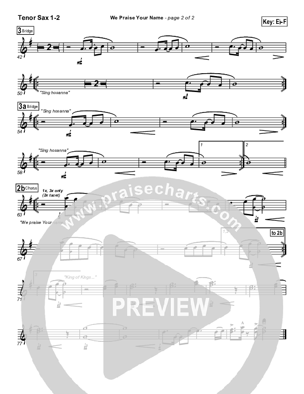 We Praise Your Name Tenor Sax 1/2 (Bethany Music / Jonathan Stockstill)