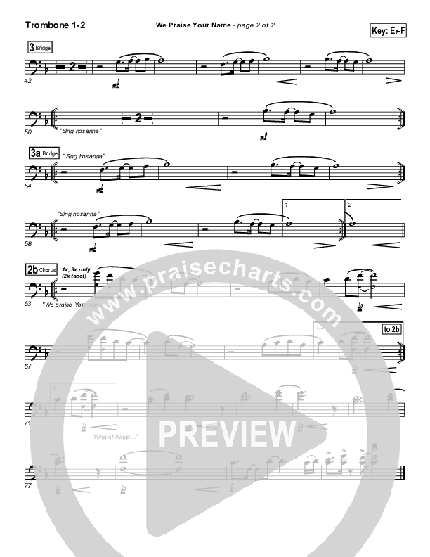 We Praise Your Name Trombone 1/2 (Bethany Music / Jonathan Stockstill)