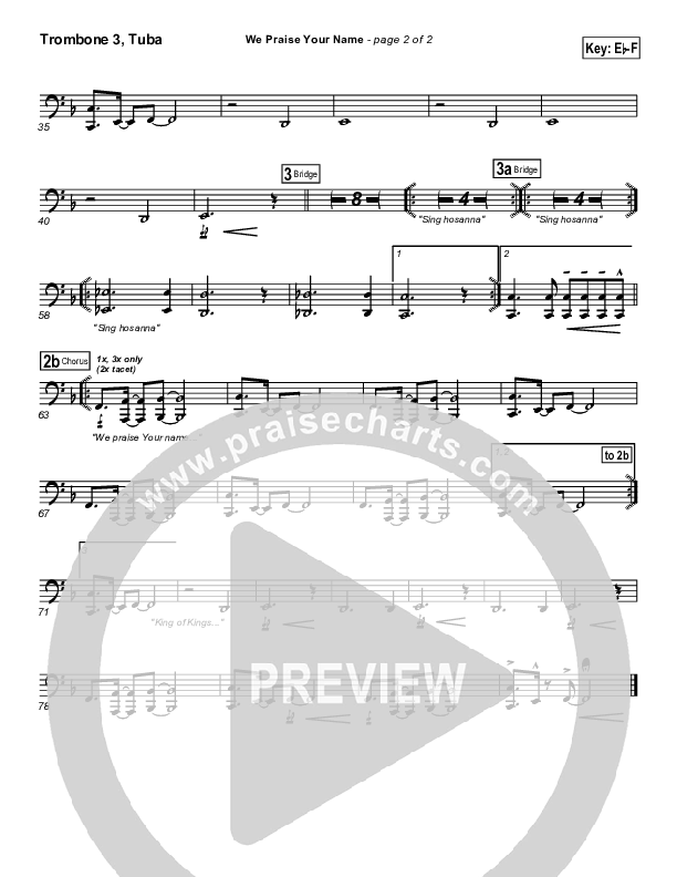 We Praise Your Name Trombone 3/Tuba (Bethany Music / Jonathan Stockstill)