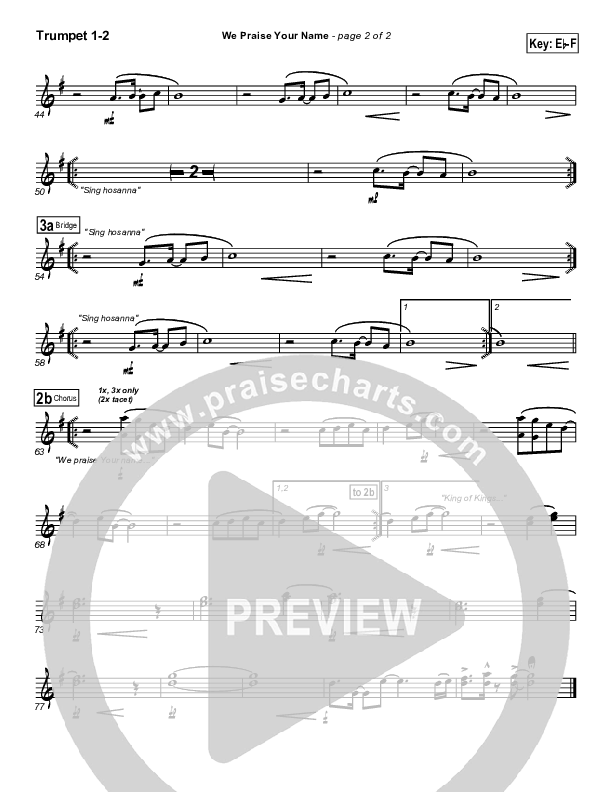 We Praise Your Name Trumpet 1,2 (Bethany Music / Jonathan Stockstill)
