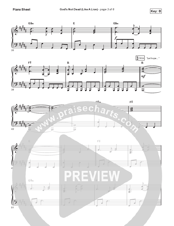 God's Not Dead (Like A Lion) Piano Sheet (Newsboys)