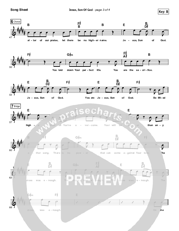 Jesus Son Of God Lead Sheet (Brandon Heath)