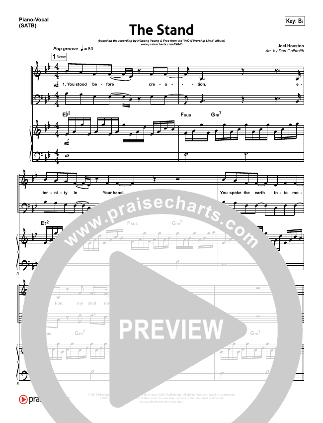 The Stand Sheet Music PDF (Hillsong Young & Free) PraiseCharts