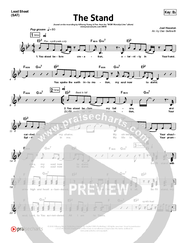 The Stand Lead Sheet (SAT) (Hillsong Young & Free)