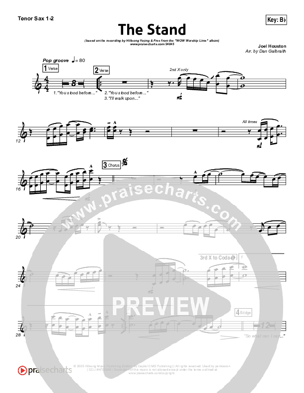 The Stand Tenor Sax 1/2 (Hillsong Young & Free)