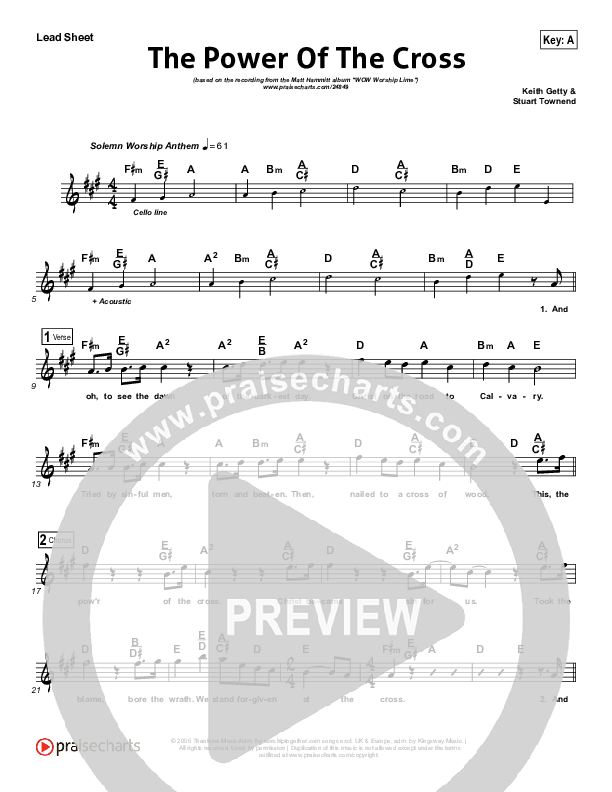 The Power Of The Cross Lead Sheet (Matt Hammitt)