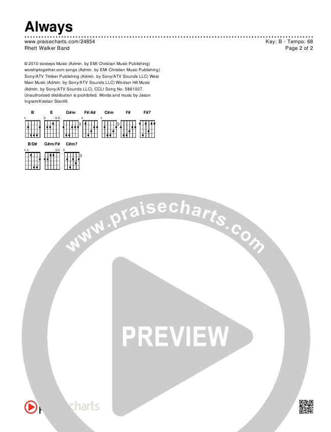 Always Chords & Lyrics (Rhett Walker Band)