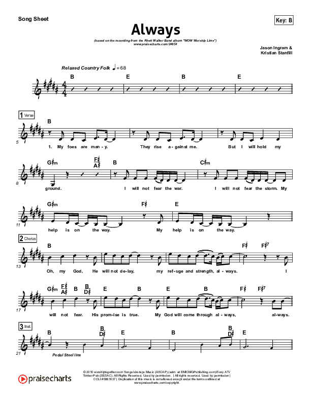 Always Lead Sheet (Rhett Walker Band)