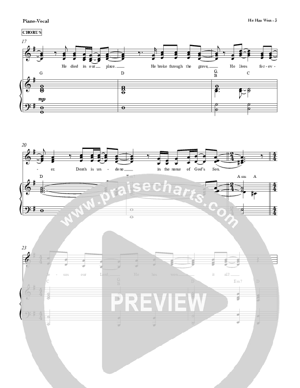 He Has Won Piano/Vocal (Red Tie Music)