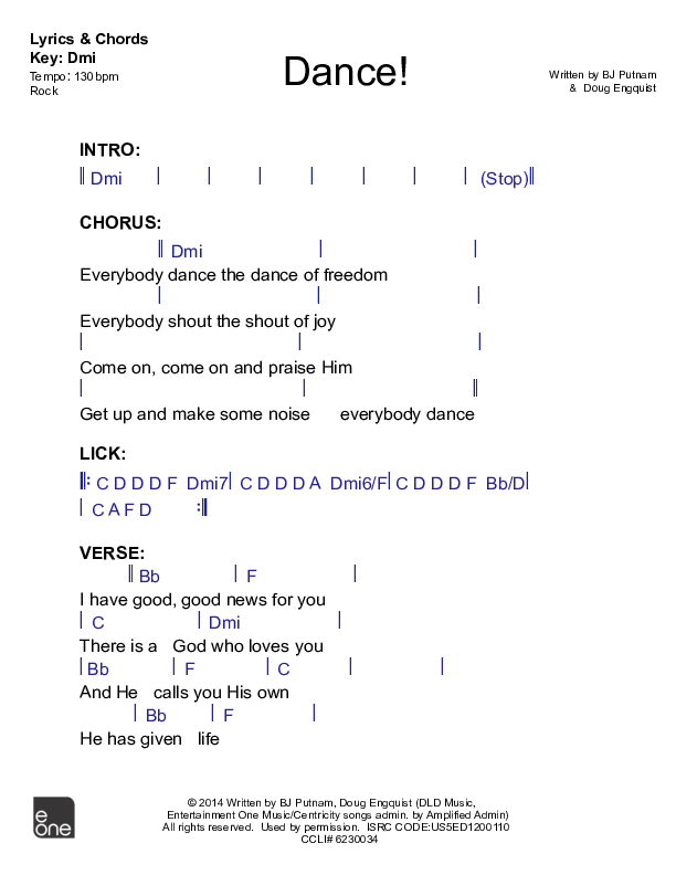 Dance Chords & Lyrics (BJ Putnam)