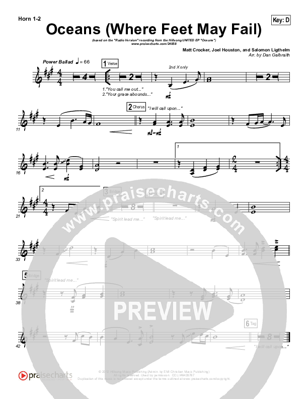 Oceans (Where Feet May Fail) (Radio) French Horn 1/2 (Hillsong UNITED / TAYA)