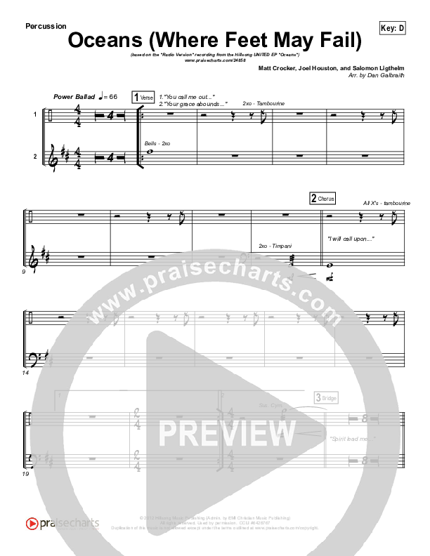 Oceans (Where Feet May Fail) (Radio) Percussion (Hillsong UNITED / TAYA)