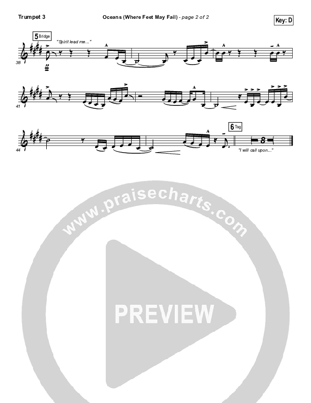 Oceans (Where Feet May Fail) (Radio) Trumpet 3 (Hillsong UNITED / TAYA)