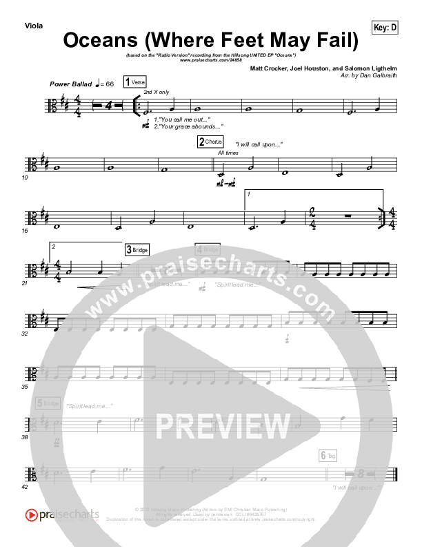 Oceans (Where Feet May Fail) (Radio) Viola (Hillsong UNITED / TAYA)