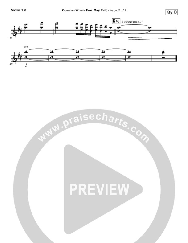 Oceans (Where Feet May Fail) (Radio) Violin 1/2 (Hillsong UNITED / TAYA)