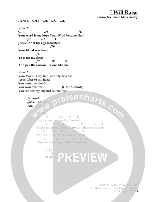 I Will Raise Chords & Lyrics (Antioch Live)