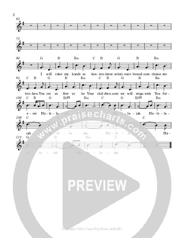 I Will Raise Lead Sheet (Antioch Live)