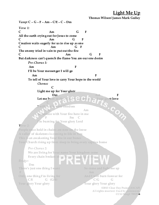 Light Me Up Chords & Lyrics (Antioch Live)