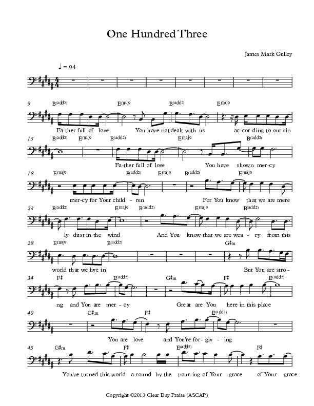 One Hundred Three Lead Sheet (Antioch Live)