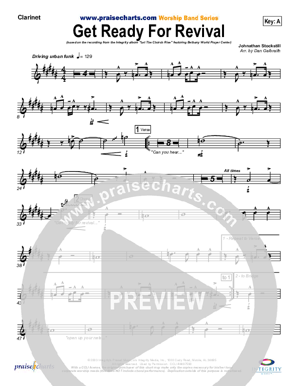 Get Ready For Revival Clarinet (Bethany Music / Jonathan Stockstill)