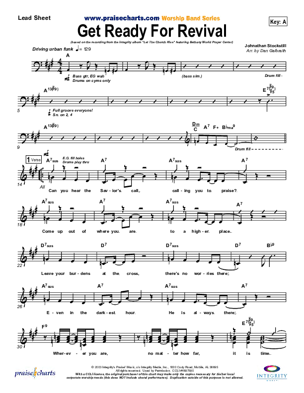 Get Ready For Revival Lead Sheet (Bethany Music / Jonathan Stockstill)