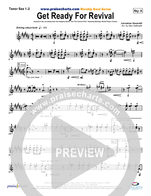 Get Ready For Revival Tenor Sax 1/2 (Bethany Music / Jonathan Stockstill)