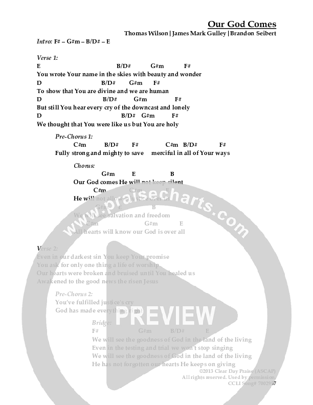 Our God Comes Chords & Lyrics (Antioch Live)