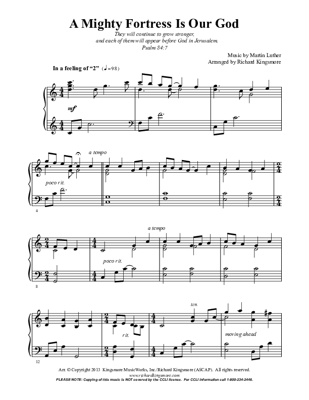 A Mighty Fortress Is Our God (Instrumental) Piano Solo (Richard Kingsmore)