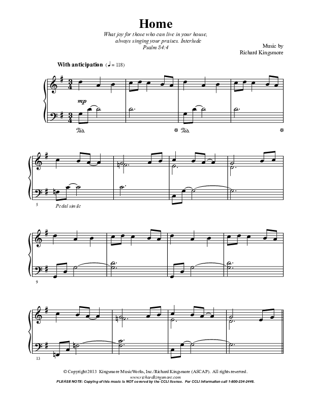 Home (Instrumental) Piano Solo (Richard Kingsmore)