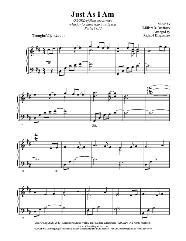 Just As I Am (Instrumental) Sheet Music PDF (Richard Kingsmore