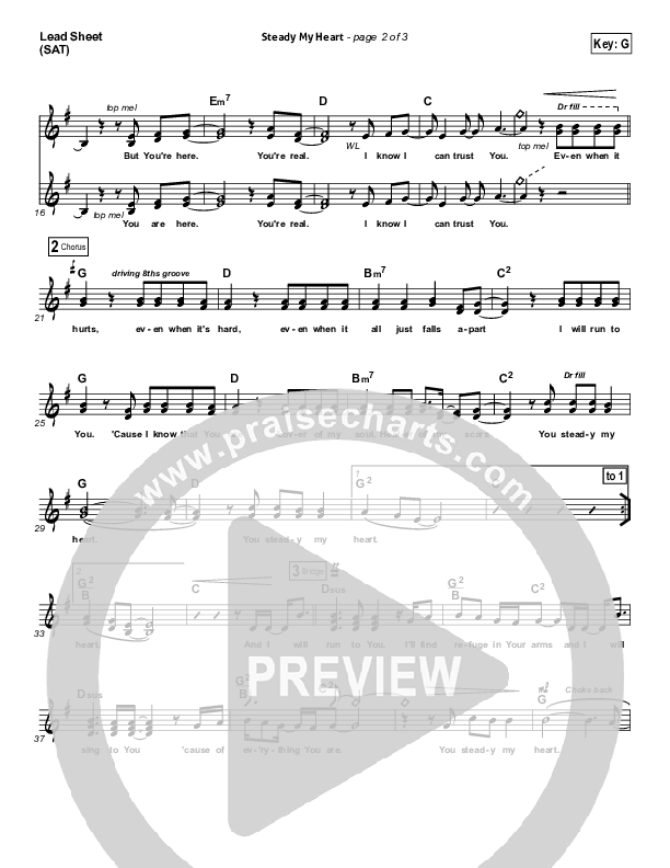 Steady My Heart (Choral Anthem SATB) Lead Sheet (SAT) (Kari Jobe / Arr. Richard Kingsmore)