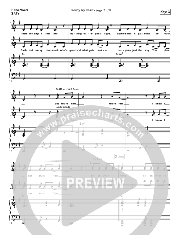 Steady My Heart (Choral Anthem SATB) Piano/Vocal (Kari Jobe / Arr. Richard Kingsmore)