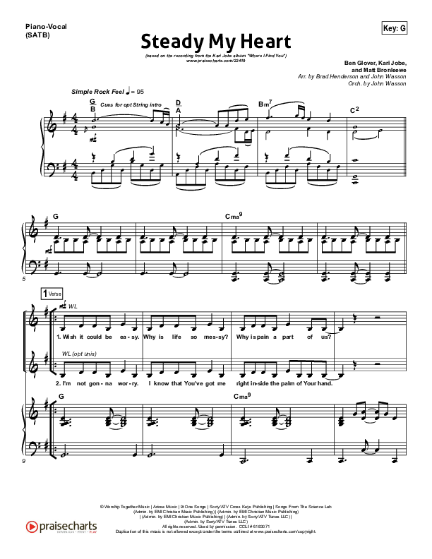 Steady My Heart (Choral Anthem SATB) Piano/Vocal (SATB) (Kari Jobe / Arr. Richard Kingsmore)