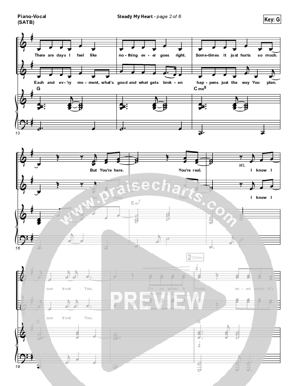 Steady My Heart (Choral Anthem SATB) Piano/Vocal (SATB) (Kari Jobe / Arr. Richard Kingsmore)