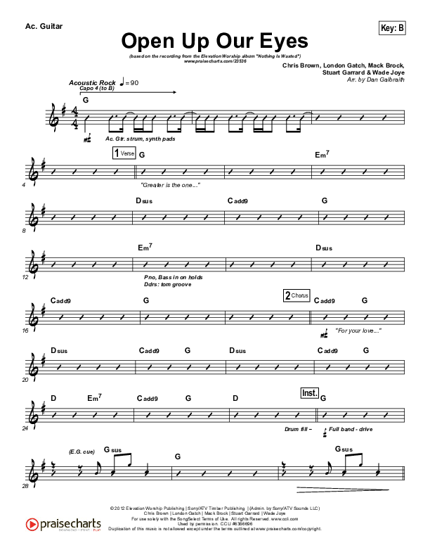Open Up Our Eyes (Choral Anthem SATB) Acoustic Guitar (Elevation Worship / Arr. Richard Kingsmore)